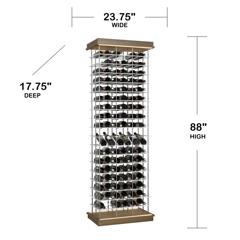 102-Bottle Elevation Wine Rack with Angled Display, Cork Forward, Modern Wine Storage, Kessick