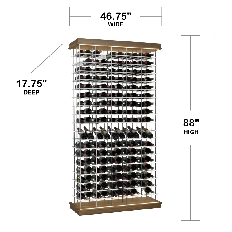170-Bottle Elevation Wine Rack with Angled Display, Cork Forward, Modern Wine Storage, Kessick