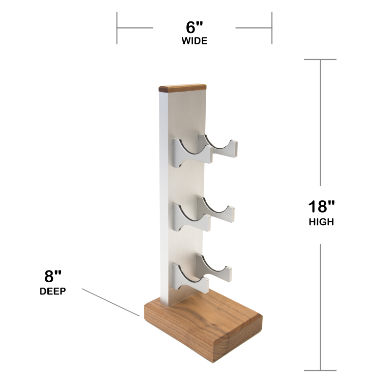 3-Bottle Mini Series Wine Rack - silver, Liquid Systems, Metal Wine Racks, Label Forward, Modern Wine Racks