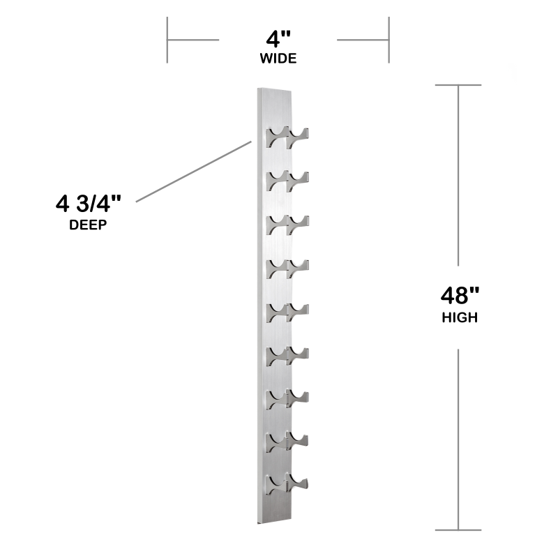 9-Bottle Classic Series Wine Rack, 4ft. - silver, Liquid Systems, Metal Wine Racks, Label Forward, Modern Wine Racks