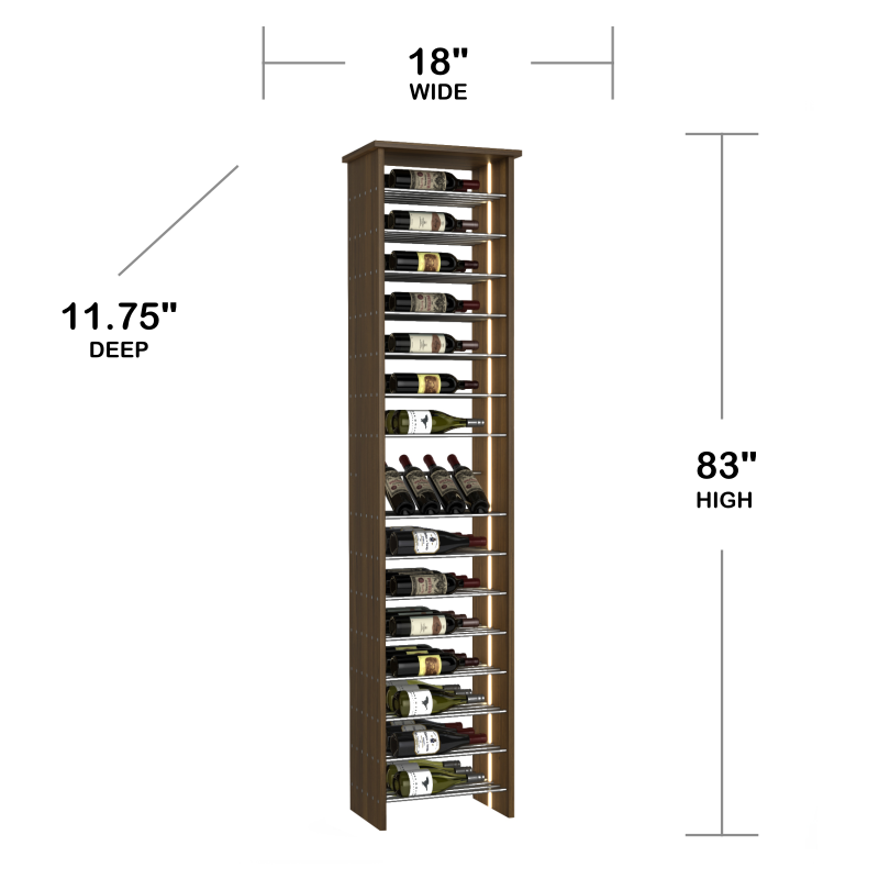 46-Bottle Parallel Wine Rack with Angled Display, One-Column , Modern Wine Rack, Parallel Wine Rack, Kessick